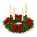Christmas Table Wreath Taper Candle Holder Centrepiece Red Bows 40cm Pine