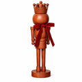 Wooden Nutcracker Christmas Ornament Natural Wood Crown Red Velvet Bow Figure