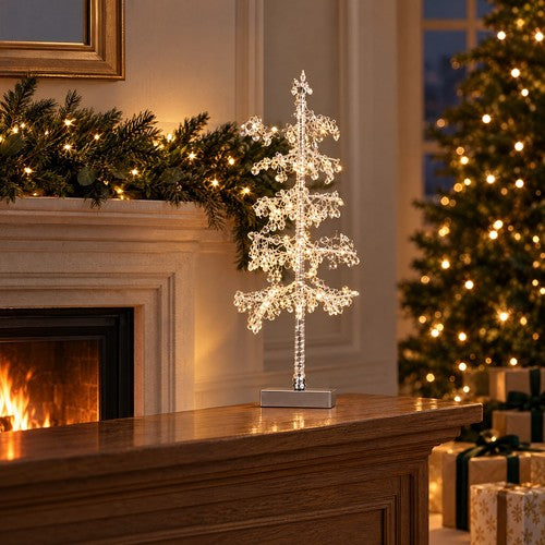 60cm LED Beaded Light Up Christmas Tree Table Decoration Clear Warm White