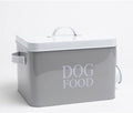 Container Dog Food Storage Tin With Scoop Dimensions: H17.5 X L25 X W20 cm Gray, With 2 Carry Handles For Easy Lifting, Keeping Food Fresh, Dry And Tidy