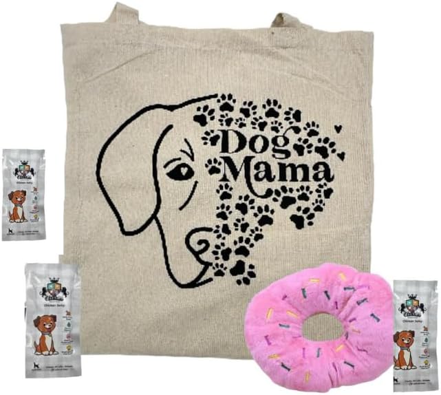 AETN Creations Dog Mama Tote Bag & Goodies Gift Set - Treats, Toy, and Love for Dog Mums