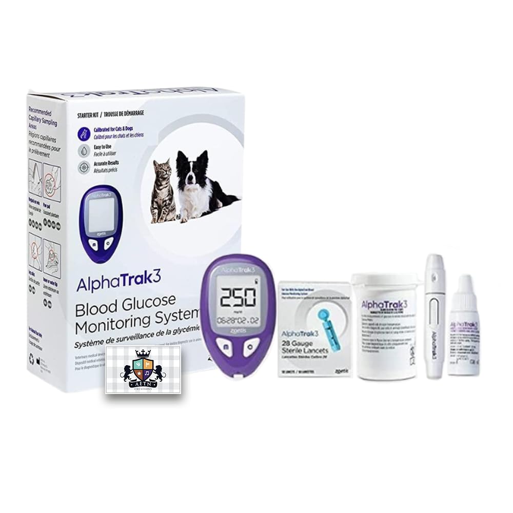 AETN Creations AlphaTRAK 3 Blood Glucose Monitoring Kit: Pet Glucose Testing Device for Cats and Dogs - Veterinary-Approved Diabetes Management System