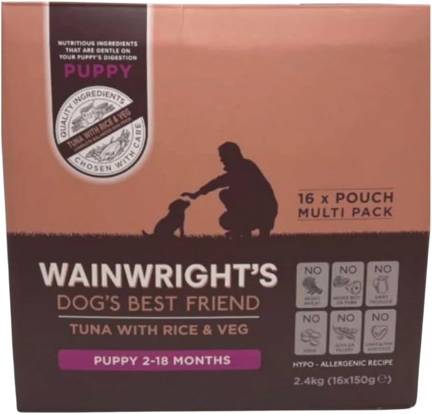 Wainwrights Wet Puppy Food Tuna With Rice And Vegetables 16x150g Nutritious, Delicious, Easily Digested And Hypo-Allergenic, Supporting Puppies Growth And Development