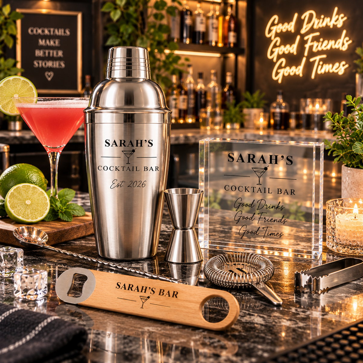 Personalised Cocktail Shaker Gift Set