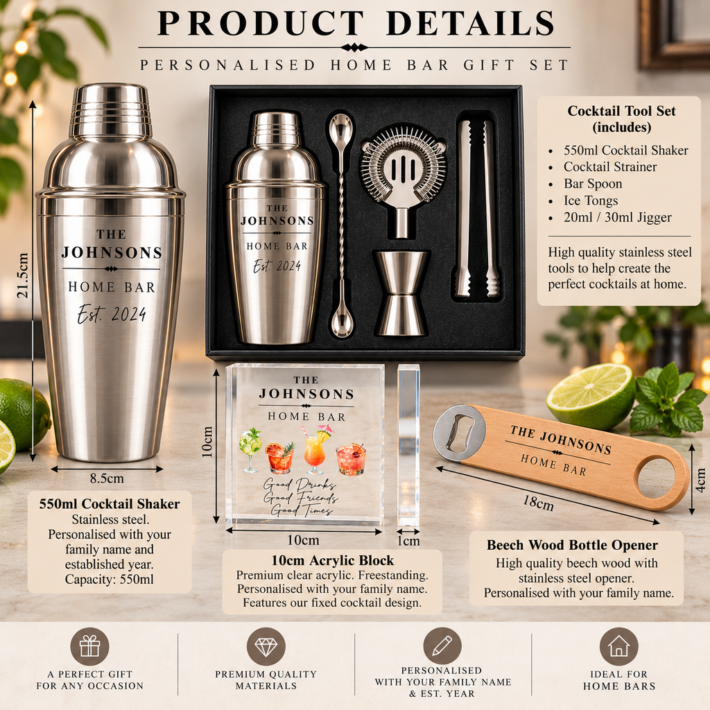 Personalised Home Bar Gift Set
