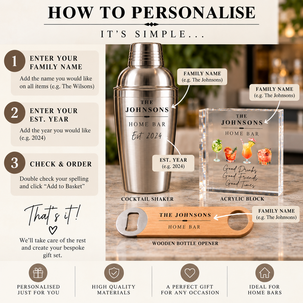 Personalised Home Bar Gift Set