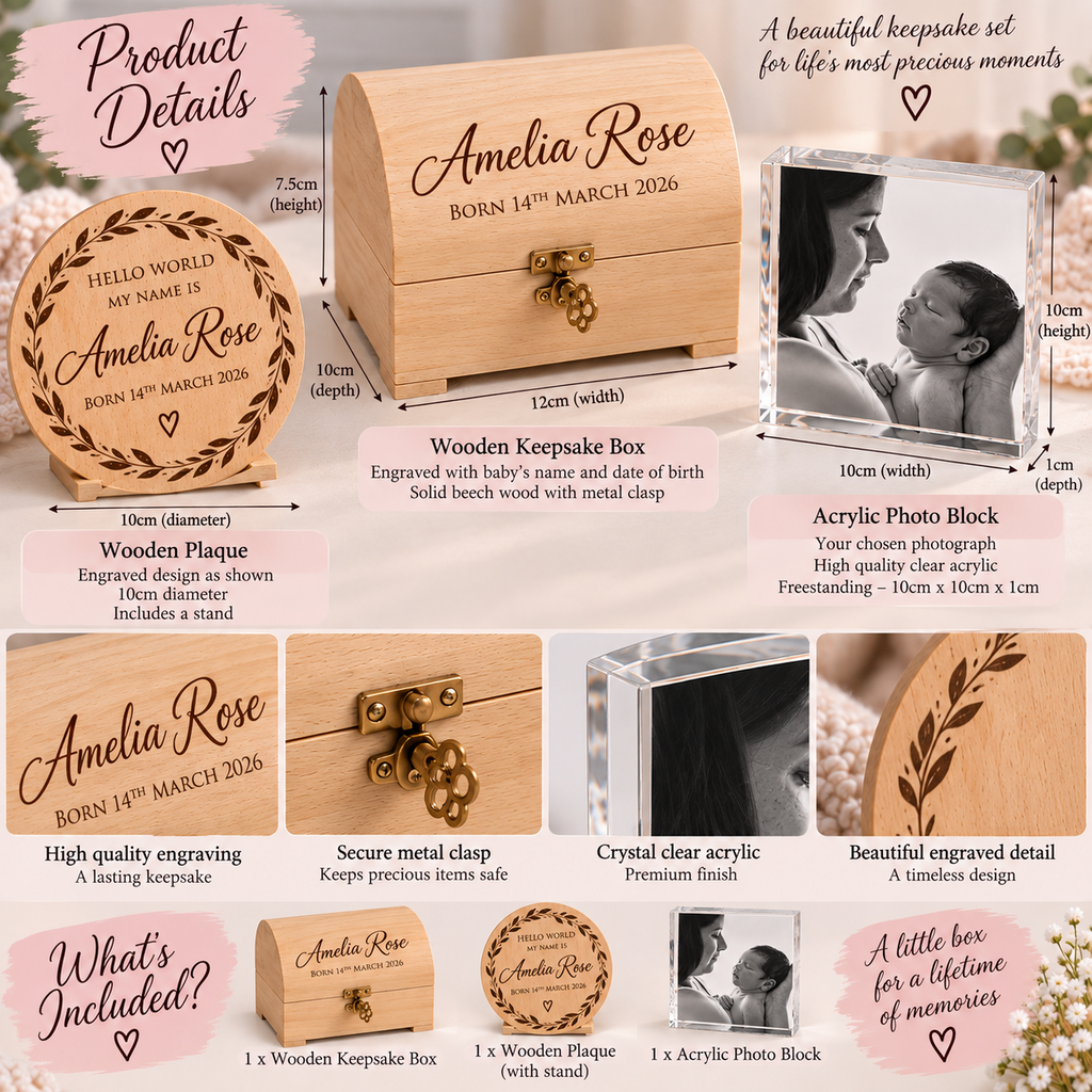 Personalised New Baby Keepsake Gift Set