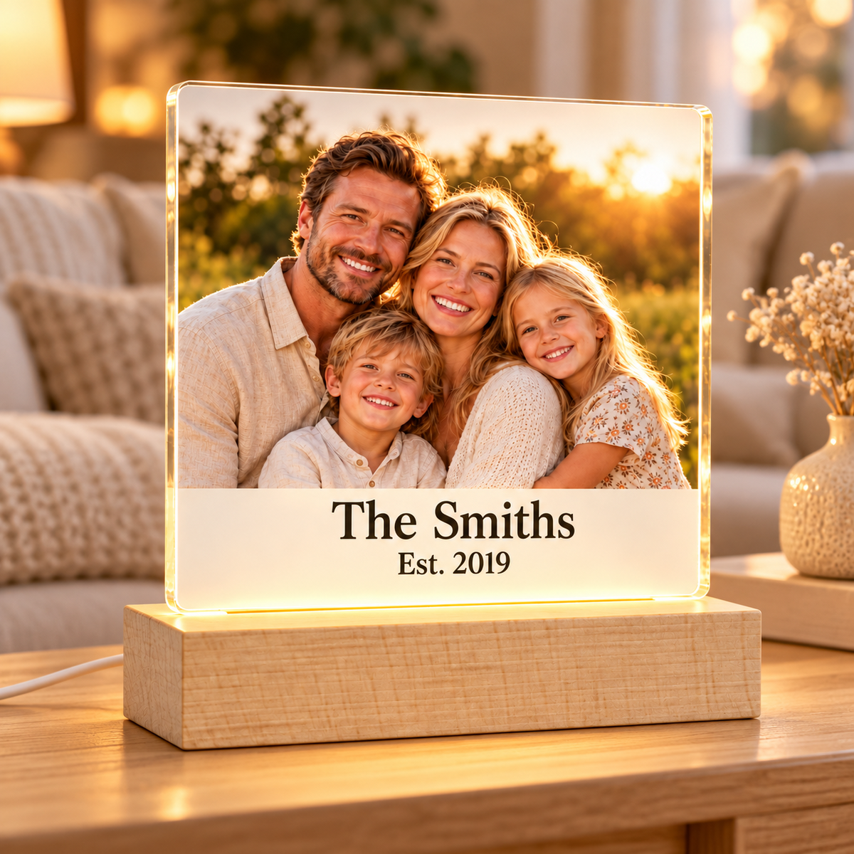 Personalised LED Photo Light Acrylic Night Lamp Gift Memorial Wedding Christmas