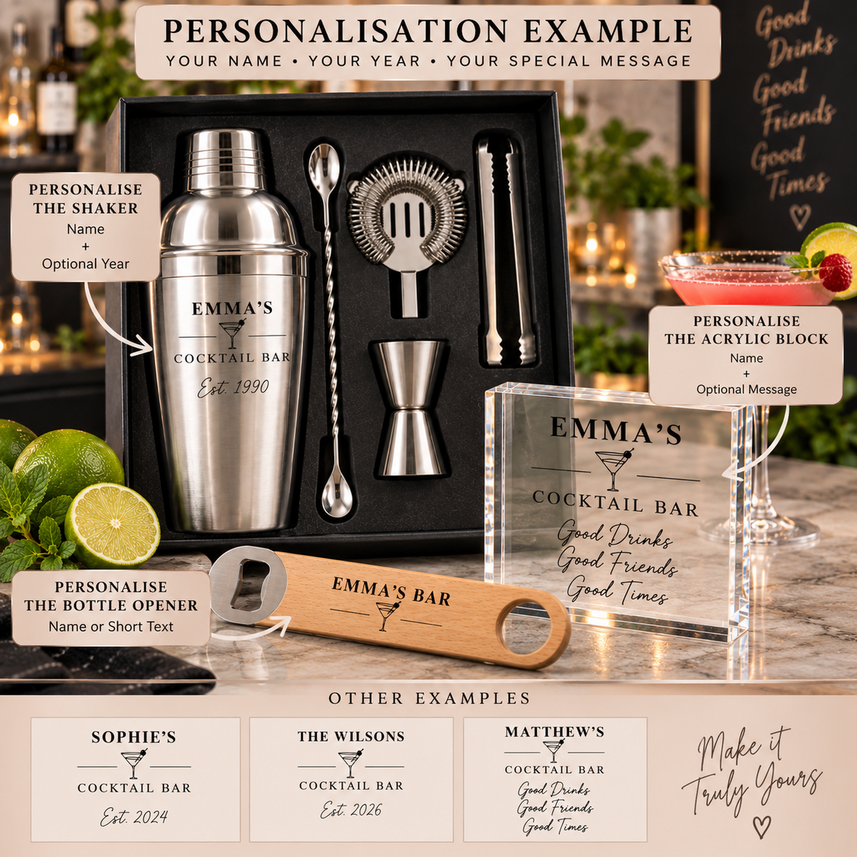 Personalised Cocktail Shaker Gift Set
