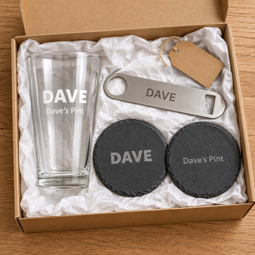 Personalised Pint Glass Gift Set