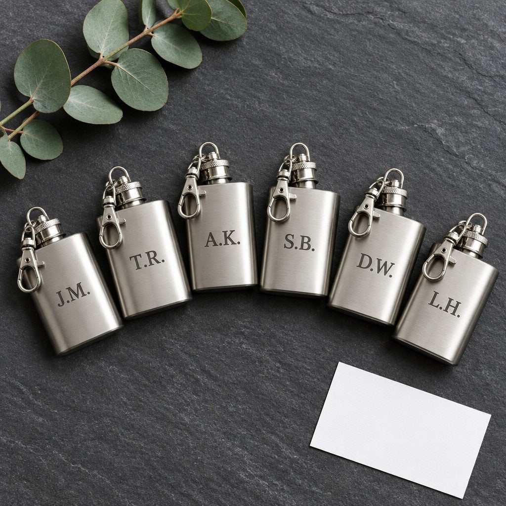 Personalised 1oz Mini Hip Flask Keyring