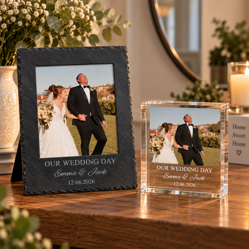 Personalised Slate Photo Frame & Acrylic Photo Block