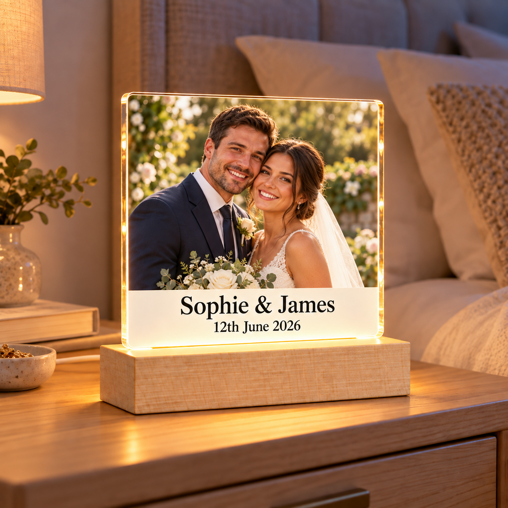 Personalised LED Photo Light Acrylic Night Lamp Gift Memorial Wedding Christmas