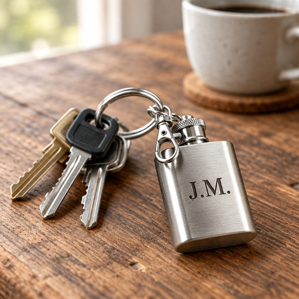 Personalised 1oz Mini Hip Flask Keyring
