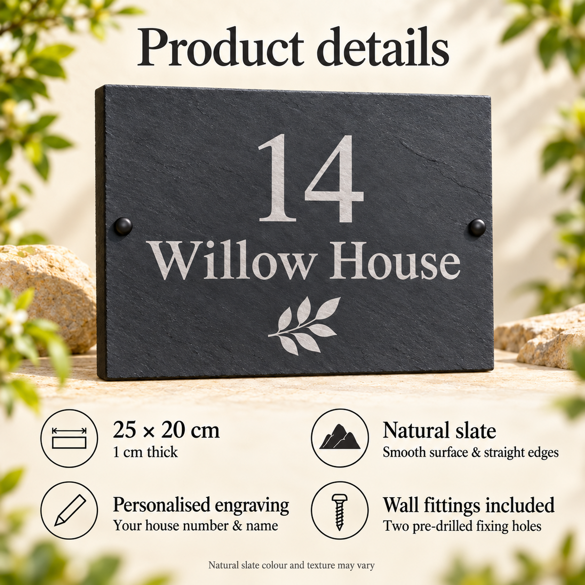 Personalised Slate House Sign Engraved 25x20cm