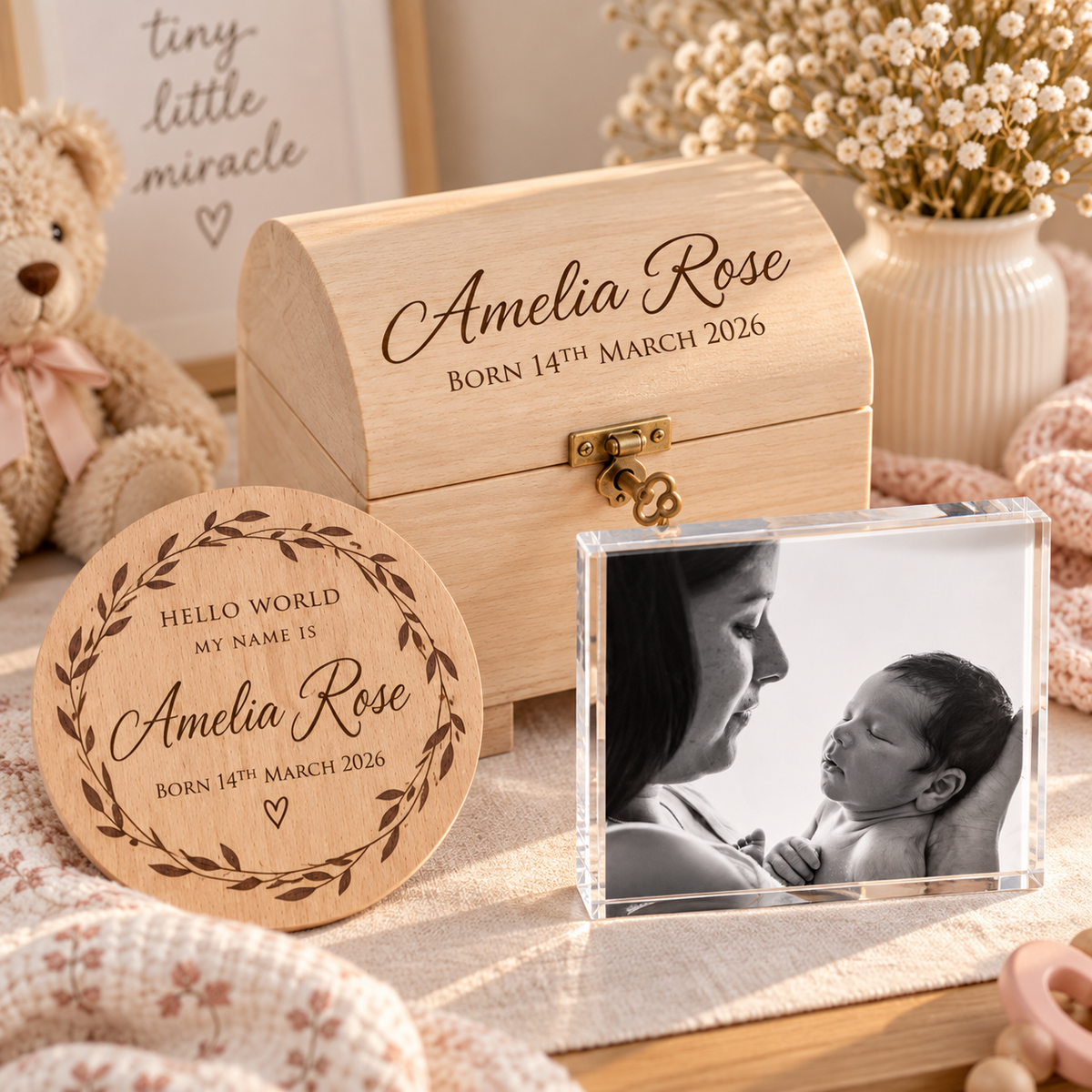 Personalised New Baby Keepsake Gift Set