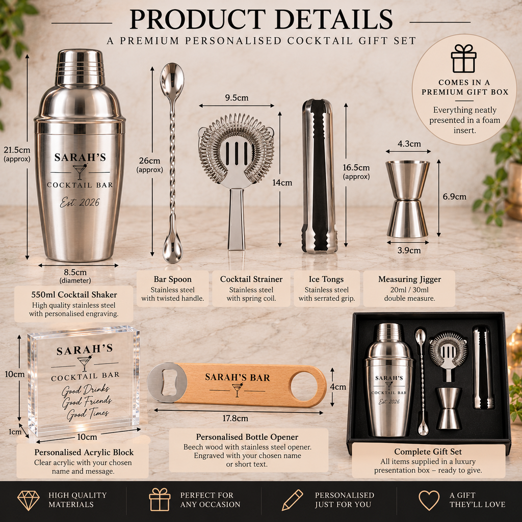 Personalised Cocktail Shaker Gift Set