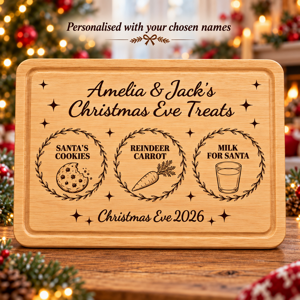 Personalised Christmas Eve Board Wooden Santa Treat Plate