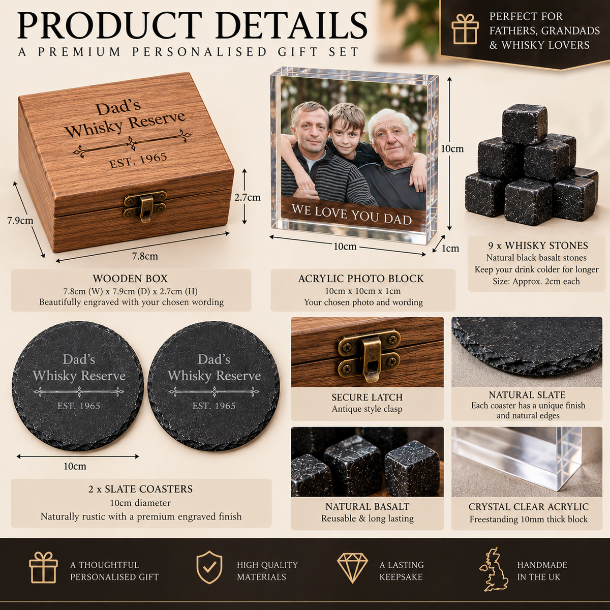 Personalised Whisky Stones Gift Set