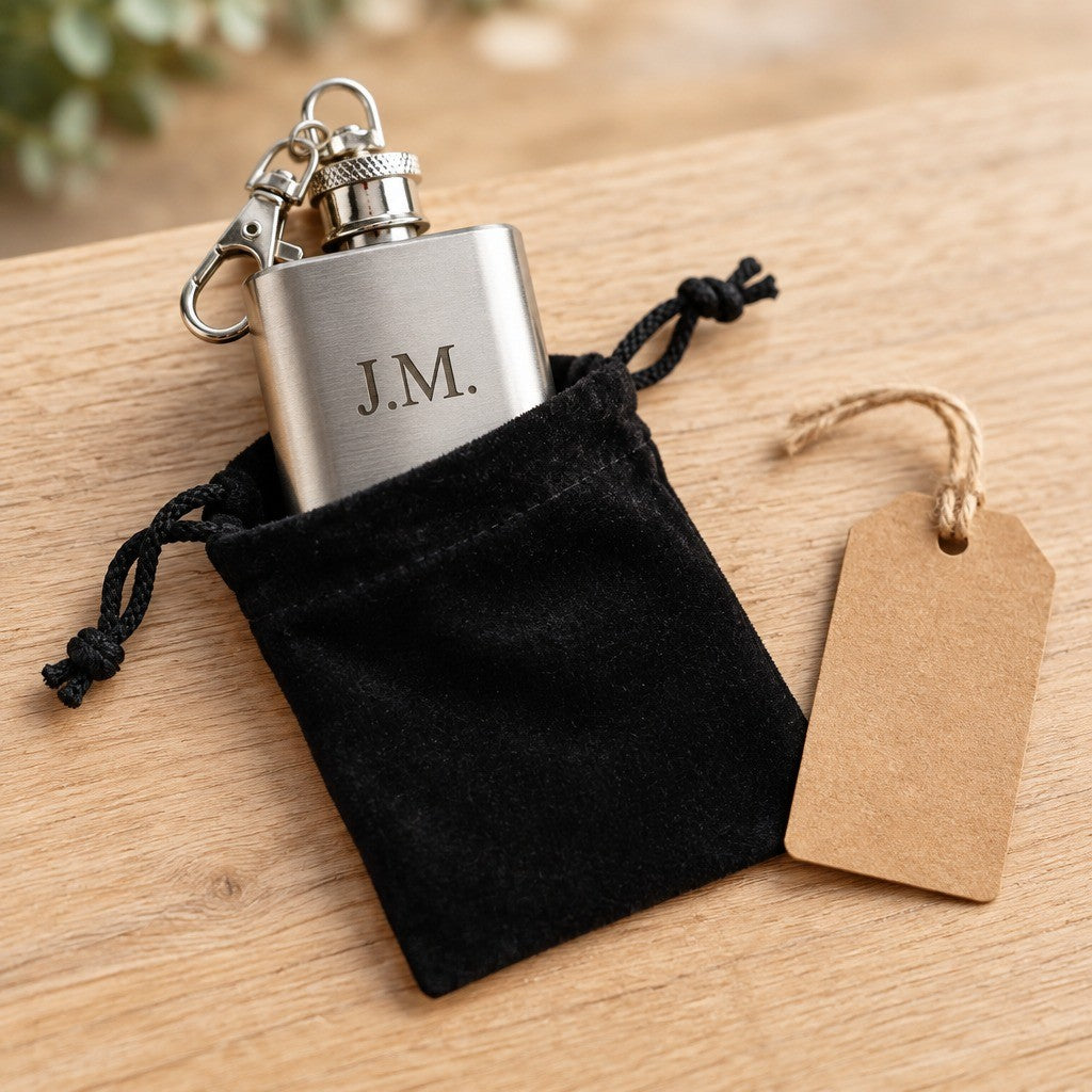 Personalised 1oz Mini Hip Flask Keyring