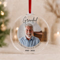 Personalised memorial Christmas bauble with photo, Grandad and dates 1950 to 2025, Forever In Our Hearts