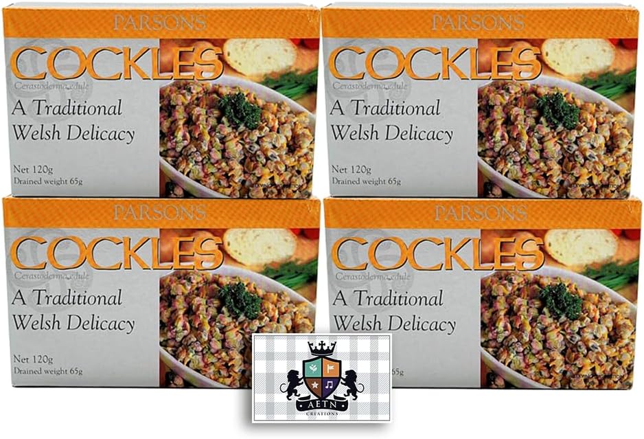 AETN Creations Parsons Cockles 4x120g Preserved Delicious Seafood Snack – Perfect Blend of Flavour and Convenience to Satisfy Your Cravings Plus Magnet