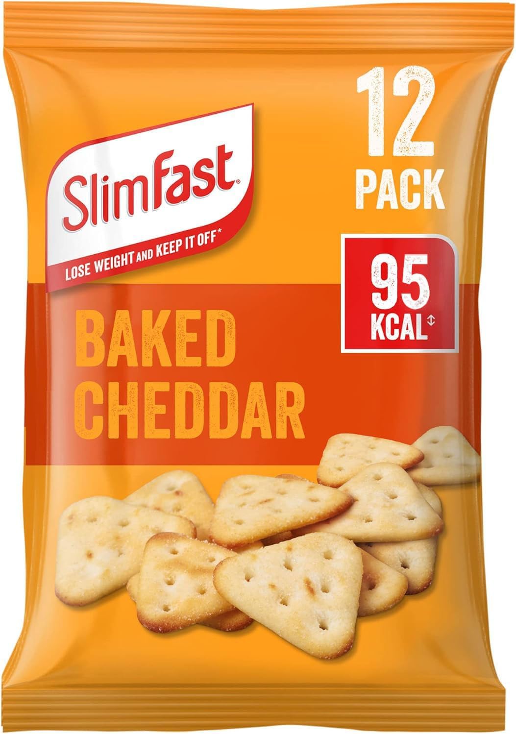 SlimFast Cheddar Bites Snack Bag, Crunchy, Tasty Low Calorie Snack, 12 x 22g Multipack