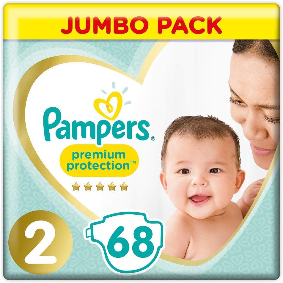 Pampers Premium Protection Diapers New Baby, Gr. 2 mini (4-8 kg), jumbo pack, 1 pack (1 x 68 pieces)
