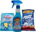 Window & Glass Cleaning Kit – Streak-Free Glass Spray 500ml, 50 Jumbo Glass Wipes & Reusable Microfibre Window Cloths | 3-Piece Set for Windows, Mirrors, Screens & Splashbacks