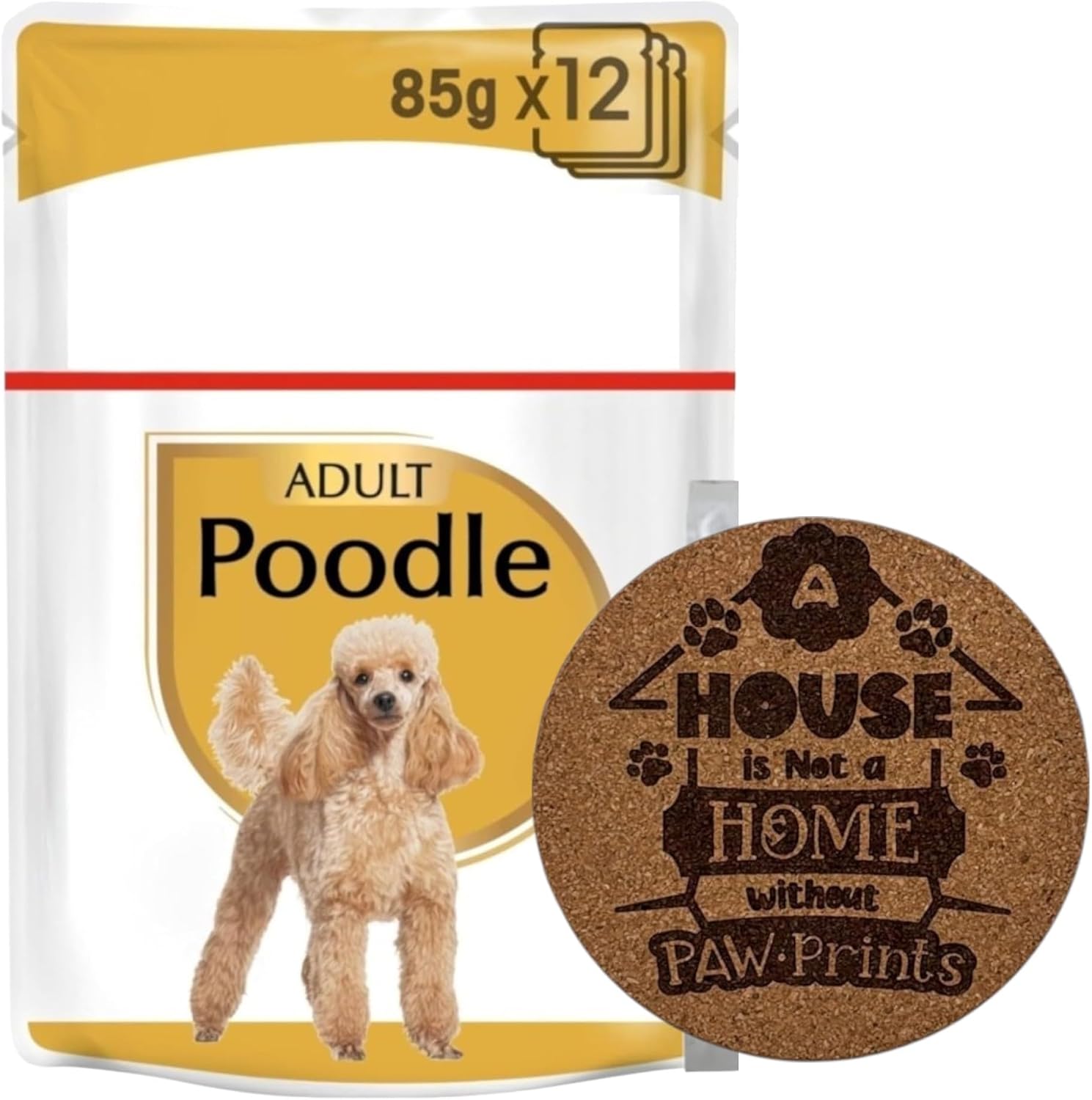 AETN Creations Wet Poodle Dog Food Bundle 12x85g Pouches plus AETN Coaster, Tailored Nutrition for Your Precious Poodle Over 10 Months Old