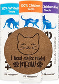 AETN Creations Freeze-Dried Cat Treats Bundle – 3 Flavours (Chicken, White Fish & Chicken Liver) + 1 of 6 Exclusive Cat Coasters – 100% Natural, High Protein, Grain-Free Snacks for Cats
