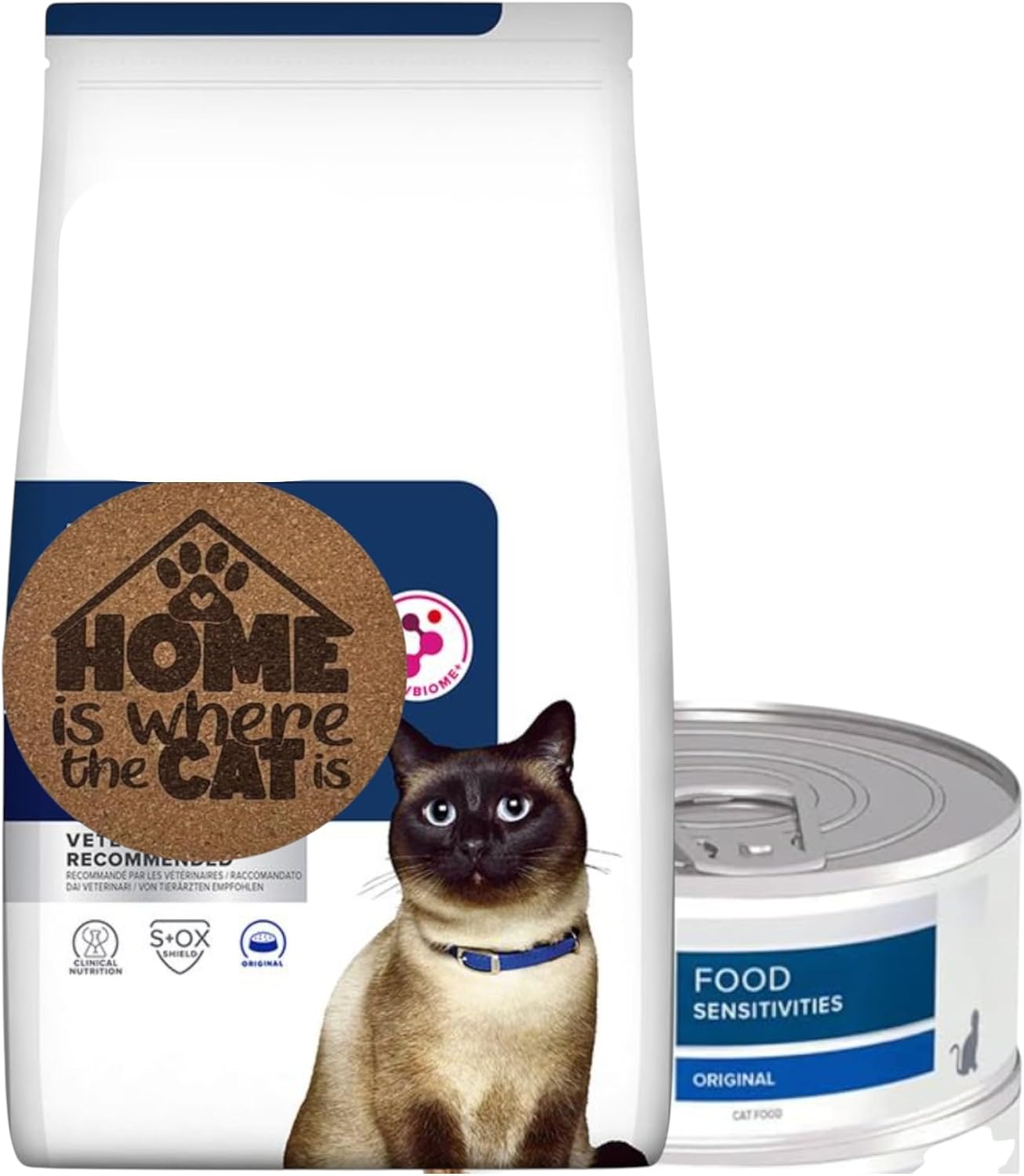 AETN Creations Z/D Style Cat Food Bundle 3kg Dry + 1x156g Wet Can – Special Diet for Food Sensitivities with Exclusive Cat Quote Coaster