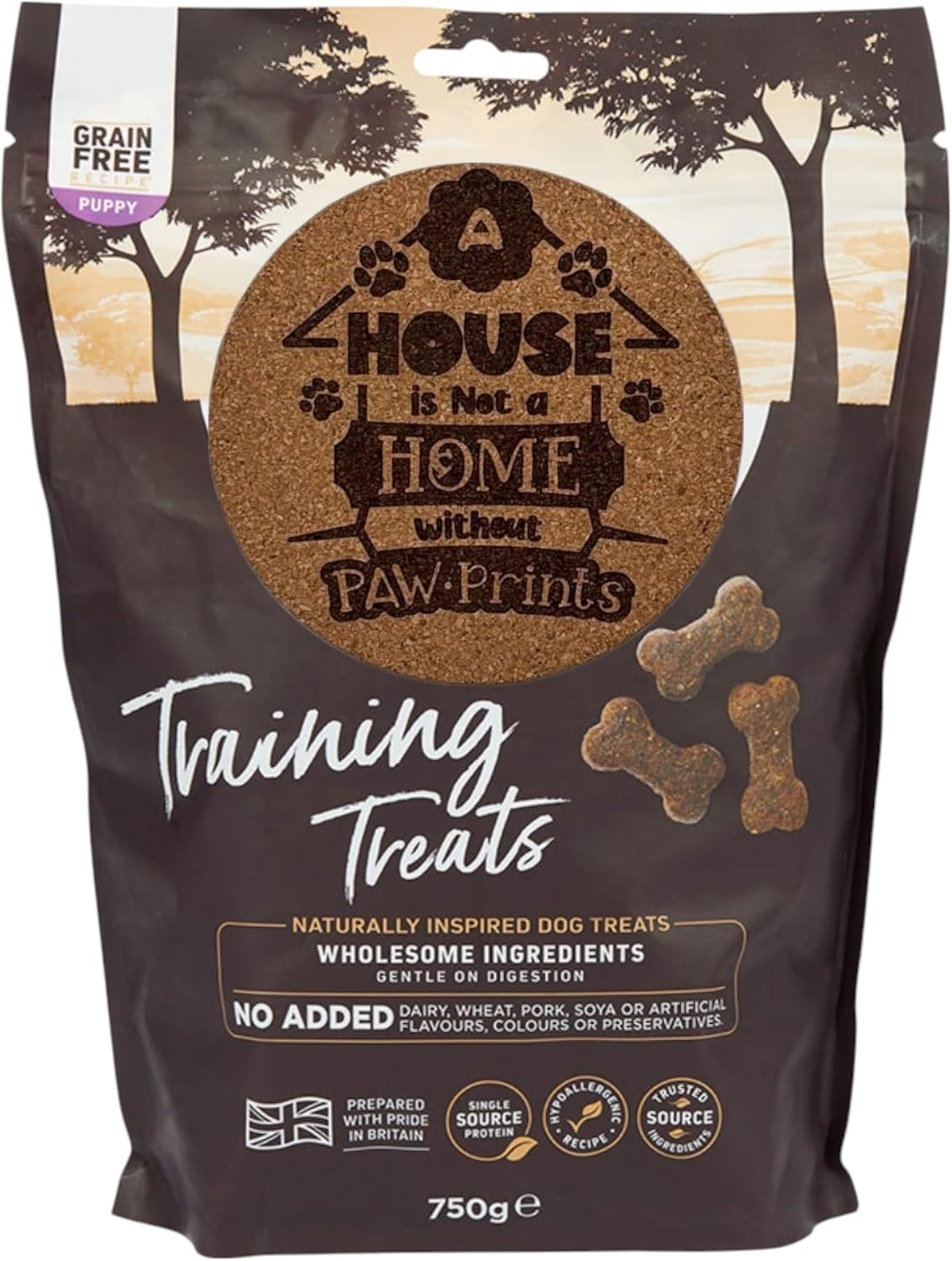 AETN Creations Grain Free Puppy Training Dog Treats 750g – Turkey & Veg Hypoallergenic Snack for Puppies – With AETN Exclusive Dog Quote Coaster