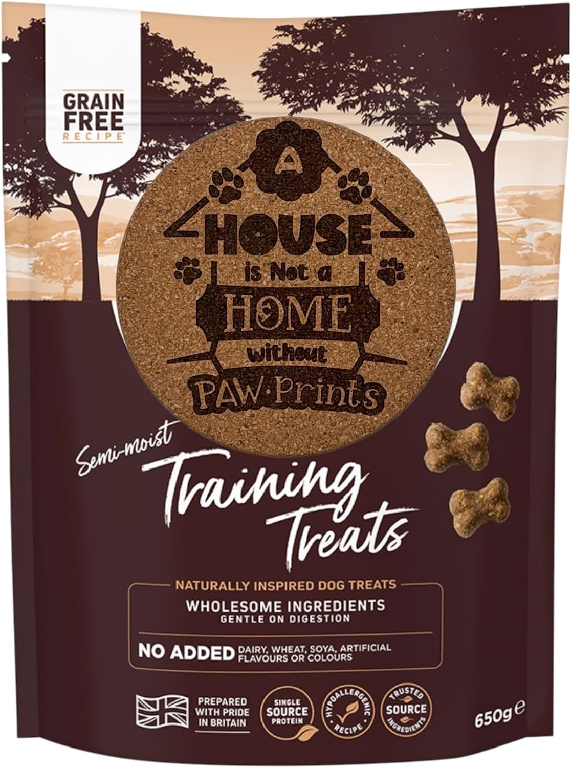 AETN Creations Grain Free Semi Moist Turkey with Rice Biscuit Bones Dog Treats 650g Hypoallergenic Treat with Exclusive Coaster