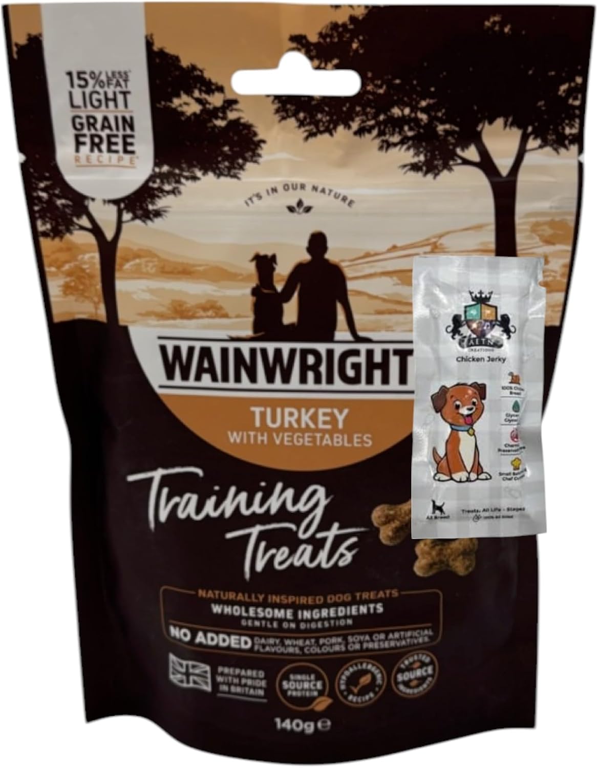 AETN Creations ®Light Low Fat Training Dog Treats 140g Turkey & Veg | Grain-Free Hypoallergenic Snack for Dogs with Jerky Treat Nutritious & Delicious
