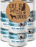 AETN Creations Bundle | Blue River Wet Adult Dog Food 6 x 400g Fish Protein | 100% Grain-Free Recipe | Includes 1 of 6 AETN Canine Quote Coasters