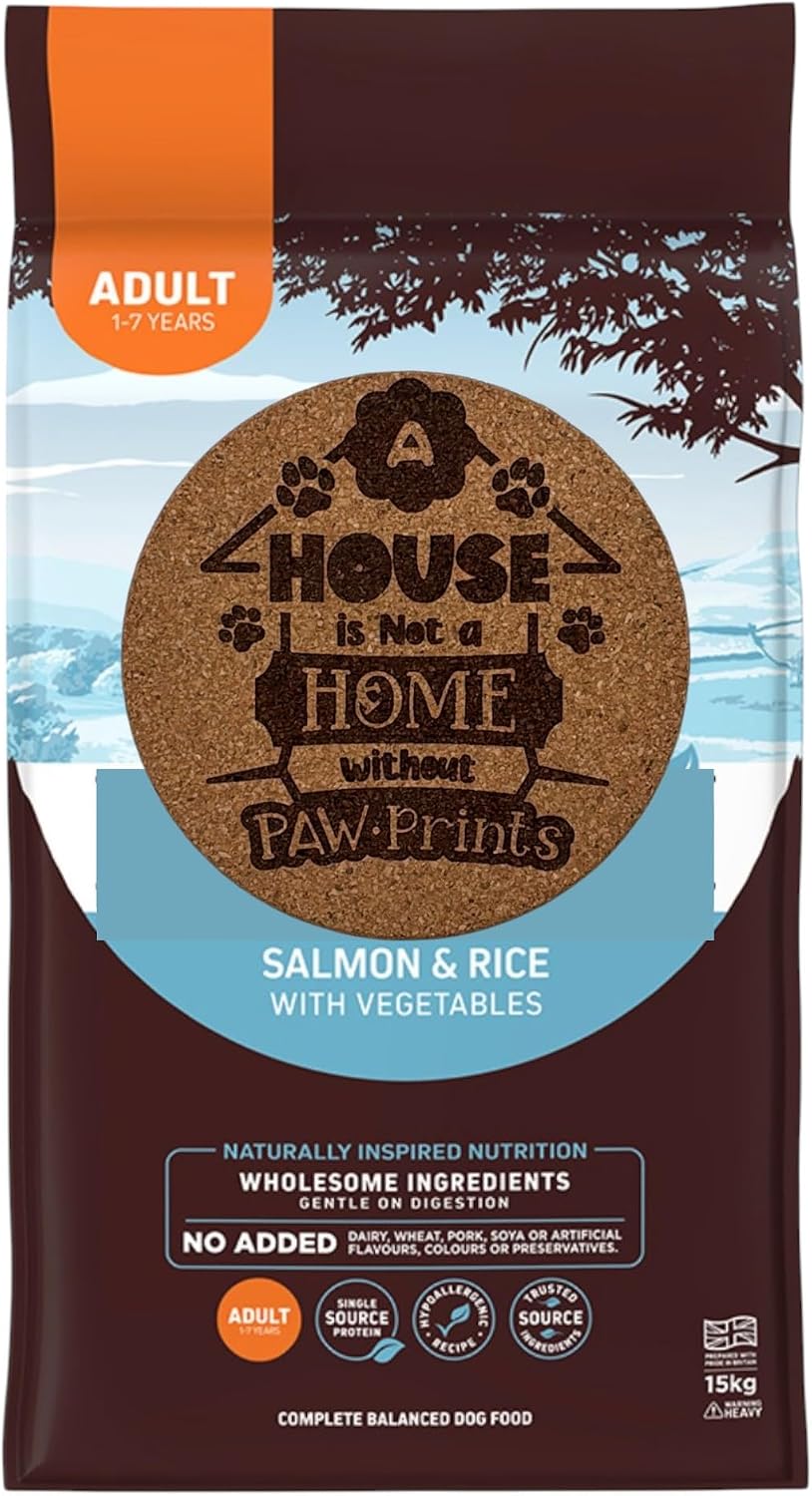 AETN Creations Bundle of Complete Dry Adult Dog Food Salmon with Rice 2kg Nutrient Packed for Canine Wellness with AETN Exclusive Coaster
