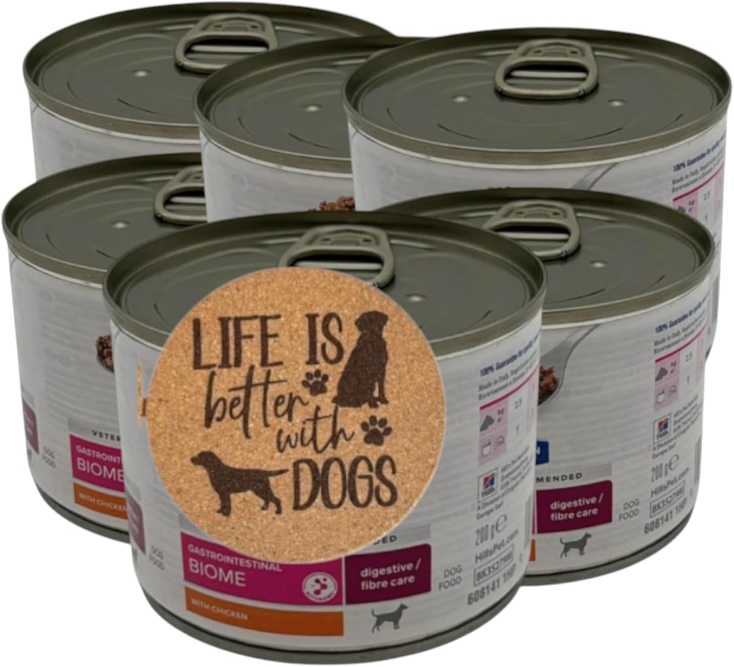 AETN Creations Gastrointestinal Biome Chicken Wet Dog Food Bundle 6x200g with Exclusive Dog Quote Coaster