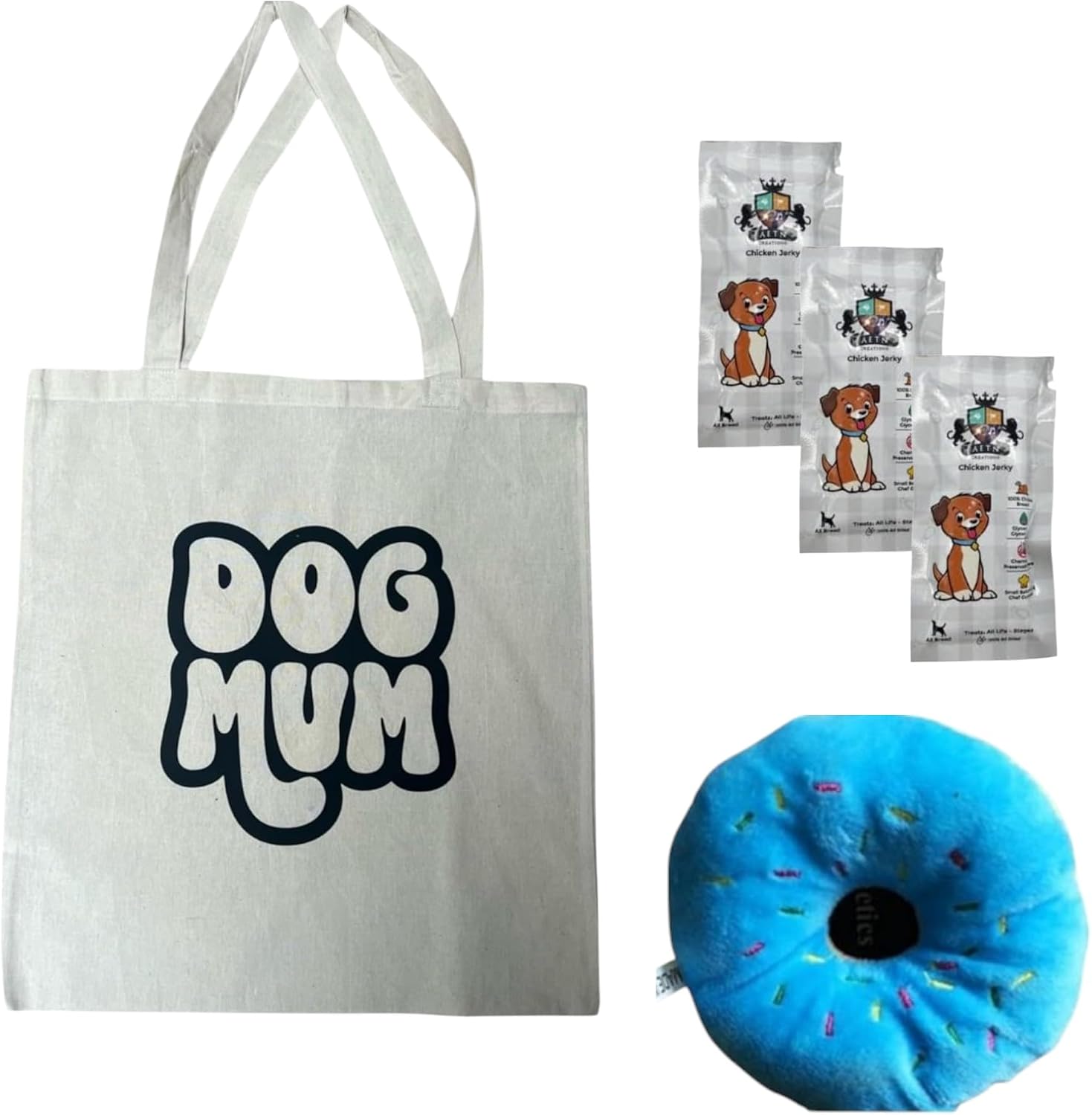 AETN Creations Dog Mum Tote Bag & Goodies Gift Set - Treats, Toy, and Love for Dog Mums