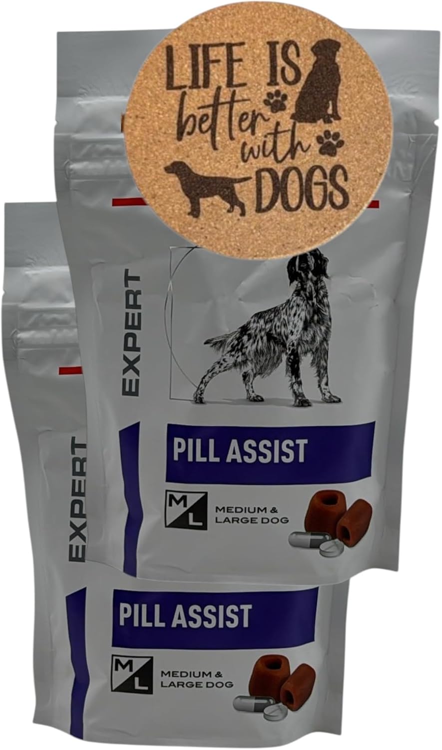 Pill Assist for Medium & Large Dogs 2 x 224g Twin Pack – Soft Pill Pockets to Hide Tablets & Medicine – Mouldable Dog Pill Treats for Dogs Over 10kg + Exclusive AETN Dog Coaster
