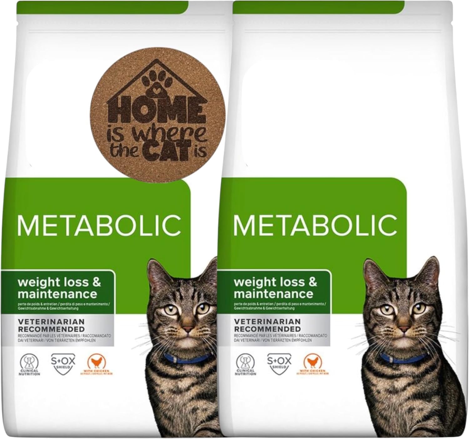 AETN Creations Metabolic Weight Management Dry Cat Food 2 x 1.5kg – Weight Loss & Maintenance Formula for Adult Cats with AETN Exclusive Cat Coaster