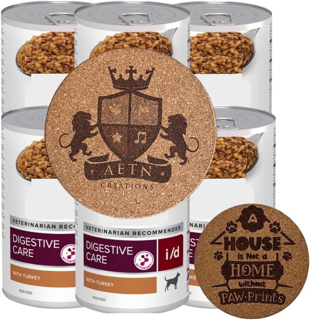 AETN Creations Prescription Diet Canine i/d Digestive Care 6x360g Wet Food in Turkey for Adult to Dogs Support Digestive Health plus AETN Coaster Treat