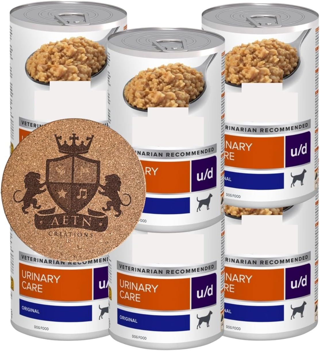 AETN Creations U/D Urinary Support Wet Dog Food Bundle – 6x370g Loaf-Style Cans with Exclusive AETN Cork Coaster | Specialist Diet for Dogs with Urinary Needs