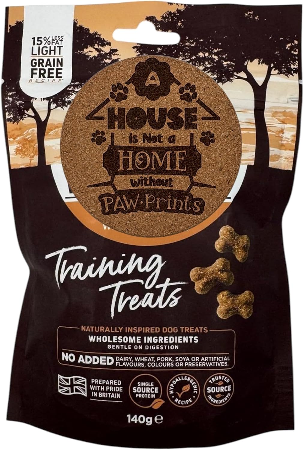 AETN Creations Light Training Treats for Dogs 140g – Grain-Free Low Fat Biscuit Bones with Wholesome Ingredients – Hypoallergenic & Gentle on Digestion with AETN Exclusive Dog Quote Coaster