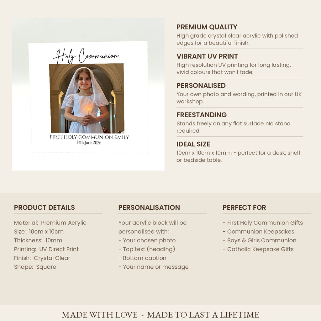 First Holy Communion photo block details and specification