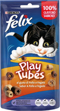 Felix Purina Play Tubes Snacks Chicken and Liver Flavoured (Pack of 8 x 50g)