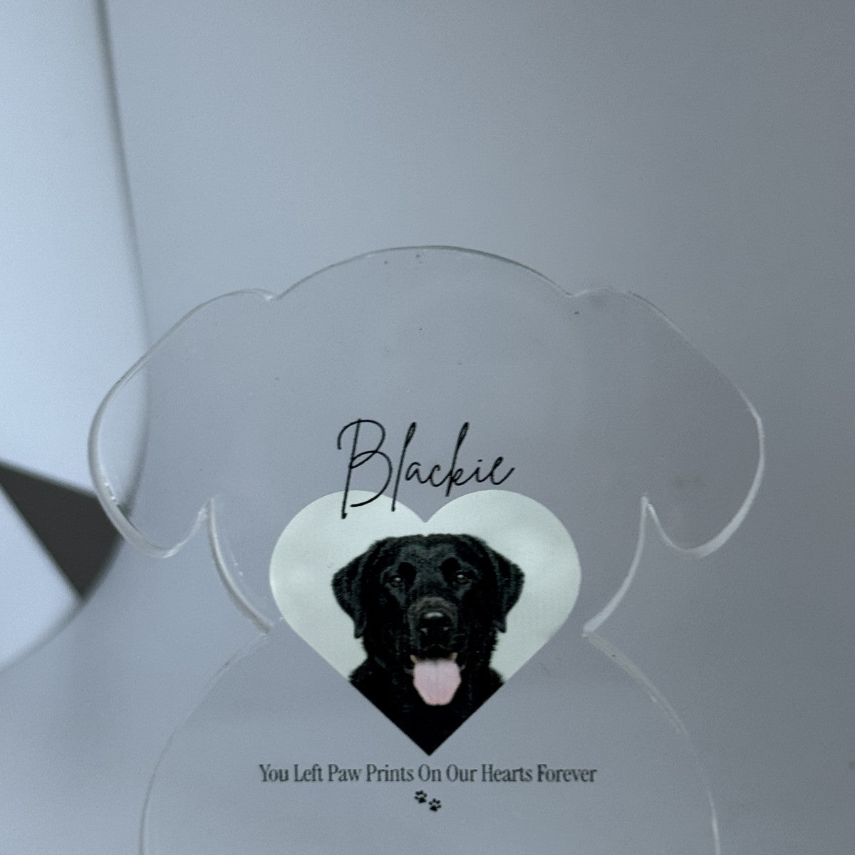 Dog shaped pet memorial block front view