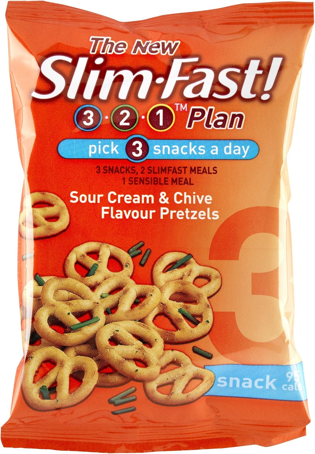 SlimFast Sour Cream and Chive Pretzels Snack Bag 23 g - Pack of 12