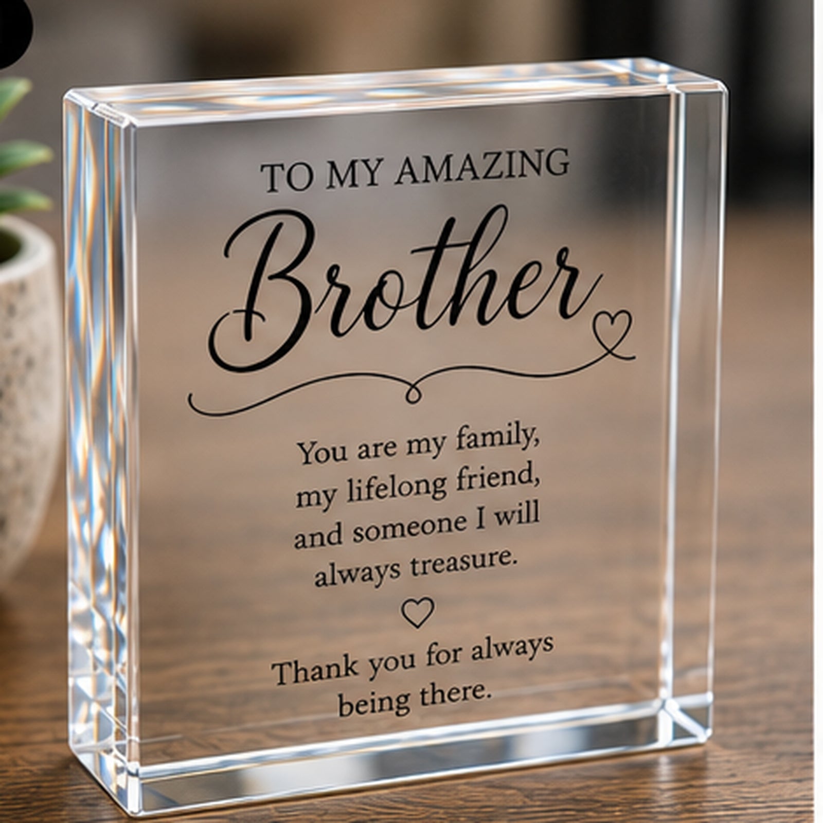 Personalised Brother acrylic keepsake block — main hero image
