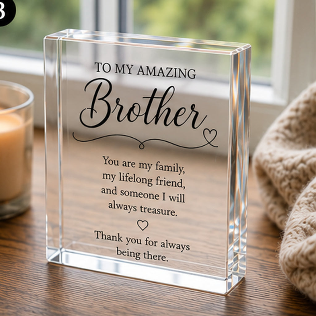 Personalised Brother acrylic keepsake block — personalisation example